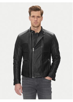 Serge Pariente Kurtka skórzana Couture Czarny Slim Fit ze sklepu MODIVO w kategorii Kurtki męskie - zdjęcie 180442773