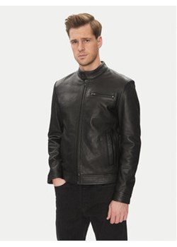 Serge Pariente Kurtka skórzana RETRO Czarny Slim Fit ze sklepu MODIVO w kategorii Kurtki męskie - zdjęcie 180444152
