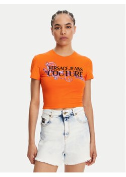 Versace Jeans Couture T-Shirt 78HAHC05 Pomarańczowy Slim Fit - id: 0000305216014 - marki Versace Jeans - 180446381 Versace Jeans Couture T-Shirt 78HAHC05 Pomarańczowy Slim Fit ze sklepu MODIVO w kategorii Bluzki damskie - zdjęcie 180446381