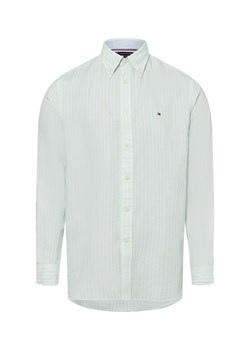 Tommy Hilfiger Męska koszula casual z zawartością lnu Mężczyźni Regular Fit Bawełna seledynowy w paski - id: 741153-0001-09920 - marki Tommy Hilfiger - 180447200 Tommy Hilfiger Męska koszula casual z zawartością lnu Mężczyźni Regular Fit Bawełna seledynowy w paski ze sklepu vangraaf w kategorii Koszule męskie - zdjęcie 180447200