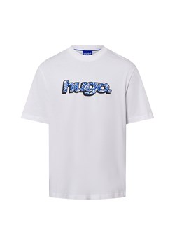 HUGO BLUE Koszulka męska - Nugibol Mężczyźni Bawełna biały jednolity ze sklepu vangraaf w kategorii T-shirty męskie - zdjęcie 180447220