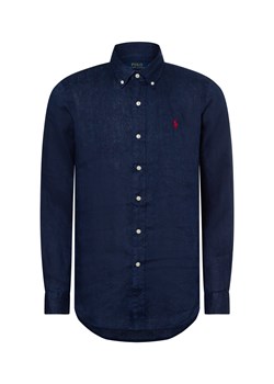 Polo Ralph Lauren Męska koszula lniana na co dzień Mężczyźni Modern Fit len granatowy jednolity ze sklepu vangraaf w kategorii Koszule męskie - zdjęcie 180447330