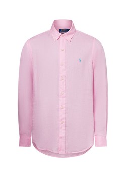 Polo Ralph Lauren Męska koszula lniana na co dzień Mężczyźni Modern Fit len różowy jednolity ze sklepu vangraaf w kategorii Koszule męskie - zdjęcie 180447333
