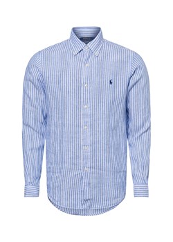 Polo Ralph Lauren Męska koszula lniana na co dzień Mężczyźni Modern Fit len błękit królewski w paski ze sklepu vangraaf w kategorii Koszule męskie - zdjęcie 180447371
