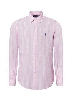 Polo Ralph Lauren Męska koszula lniana na co dzień Mężczyźni Modern Fit len brudny róż w paski ze sklepu vangraaf w kategorii Koszule męskie - zdjęcie 180447372