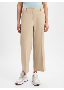 Cambio Spodnie z dodatkiem lnu Kobiety Bawełna beżowy jednolity ze sklepu vangraaf w kategorii Spodnie damskie - zdjęcie 180447521