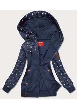Bluza damska z kwiatuszkami granatowa (AMG828) ze sklepu goodlookin.pl w kategorii Bluzy damskie - zdjęcie 180449392
