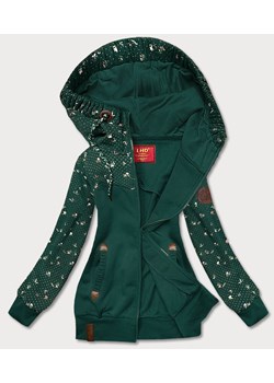 Bluza damska z kwiatuszkami ciemna zielona (AMG828) ze sklepu goodlookin.pl w kategorii Bluzy damskie - zdjęcie 180449460