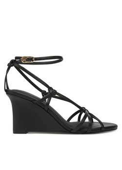 Sandały Tommy Hilfiger Leather Knots Wedge Sandal FW0FW08417 Czarny ze sklepu eobuwie.pl w kategorii Sandały damskie - zdjęcie 180450273
