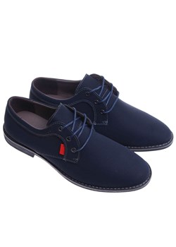 Sznurowane męskie półbuty granatowe pantofle /E8-1 16575A T336/ ze sklepu Pantofelek24.pl w kategorii Półbuty męskie - zdjęcie 180451223