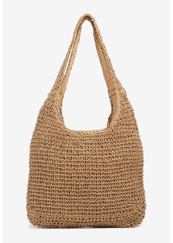 Ciemnobeżowa Torebka Typu Shopper z Plecionki Felevera ze sklepu renee.pl w kategorii Torby letnie - zdjęcie 180451981