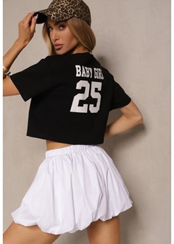Czarny Krótki T-shirt z Bawełny o Kroju Oversize Zarvela ze sklepu renee.pl w kategorii Bluzki damskie - zdjęcie 180452922