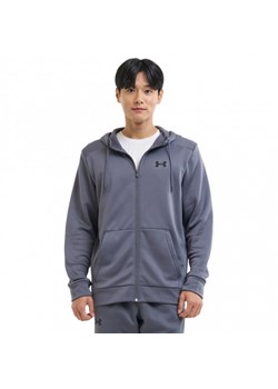 Męska bluza treningowa z kapturem Under Armour UA Armour Fleece Fz Hoodie - szara ze sklepu Sportstylestory.com w kategorii Bluzy męskie - zdjęcie 180459090
