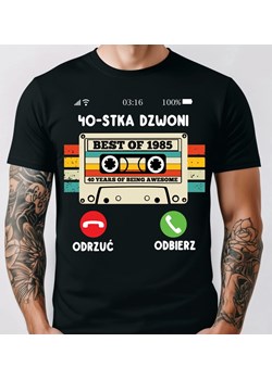 Męska koszulka na 40 urodziny - 40-stka dzwoni odrzuć odbierz - WERSJA2 ze sklepu Time For Fashion w kategorii T-shirty męskie - zdjęcie 180459374