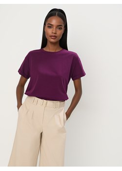Mohito - Bawełniany burgundowy t-shirt - ciemny fiolet ze sklepu Mohito w kategorii Bluzki damskie - zdjęcie 180459681