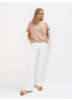 Mohito - Bawełniany t-shirt - beżowy ze sklepu Mohito w kategorii Bluzki damskie - zdjęcie 180459691