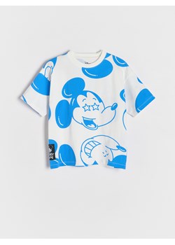 Reserved - Bawełniany t-shirt Mickey Mouse - złamana biel ze sklepu Reserved w kategorii T-shirty chłopięce - zdjęcie 180459762