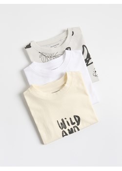 Reserved - Bawełniany t-shirt 3 pack - jasnoszary ze sklepu Reserved w kategorii T-shirty chłopięce - zdjęcie 180459801