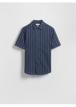 Reserved - Koszula slim fit z lnem - granatowy ze sklepu Reserved w kategorii Koszule męskie - zdjęcie 181031254