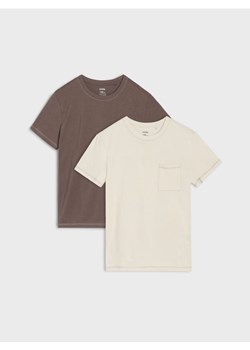 Sinsay - Koszulki z ozdobną kieszenią na piersi 2 pack - beżowy ze sklepu Sinsay w kategorii T-shirty chłopięce - zdjęcie 181031950