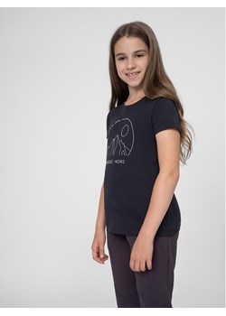 4F T-Shirt 4FJSS23TTSHF387 Granatowy Regular Fit ze sklepu MODIVO w kategorii Bluzki dziewczęce - zdjęcie 181032492