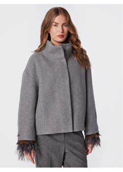 Peserico Płaszcz wełniany E21360D00A Szary Regular Fit ze sklepu MODIVO w kategorii Płaszcze damskie - zdjęcie 181032584