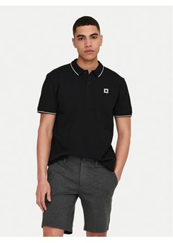 Only & Sons Polo Fletcher 22024827 Czarny Regular Fit ze sklepu MODIVO w kategorii T-shirty męskie - zdjęcie 181033153