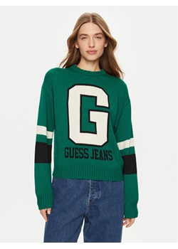 Guess Jeans Sweter W4BR11 Z3HN2 Zielony Regular Fit ze sklepu MODIVO w kategorii Swetry damskie - zdjęcie 181033731
