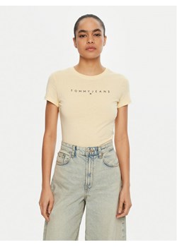 Tommy Jeans T-Shirt Linear DW0DW18398 Żółty Slim Fit ze sklepu MODIVO w kategorii Bluzki damskie - zdjęcie 181036184