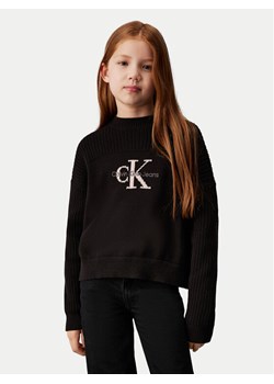 Calvin Klein Jeans Sweter Monologo IG0IG02654 Czarny Relaxed Fit ze sklepu MODIVO w kategorii Swetry dziewczęce - zdjęcie 181038842