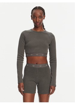 adidas Bluzka Ribbed JD0014 Czarny Slim Fit ze sklepu MODIVO w kategorii Bluzki damskie - zdjęcie 181040943