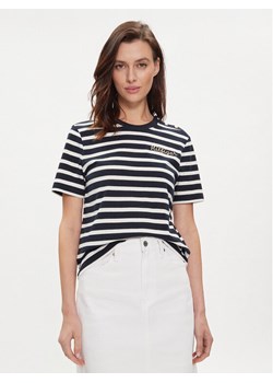 Tommy Hilfiger T-Shirt Gold Button WW0WW41211 Granatowy Regular Fit ze sklepu MODIVO w kategorii Bluzki damskie - zdjęcie 181041263