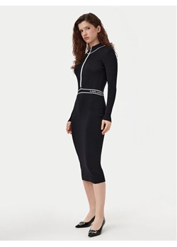 KARL LAGERFELD Sukienka dzianinowa A1W13027 Czarny Slim Fit ze sklepu MODIVO w kategorii Sukienki - zdjęcie 181041750
