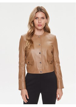 Boss Kurtka skórzana Samarie 50505500 Beżowy Slim Fit ze sklepu MODIVO w kategorii Kurtki damskie - zdjęcie 181041804