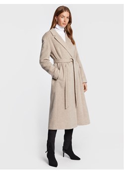 Calvin Klein Płaszcz wełniany Wrap K20K204951 Szary Regular Fit ze sklepu MODIVO w kategorii Płaszcze damskie - zdjęcie 181042572
