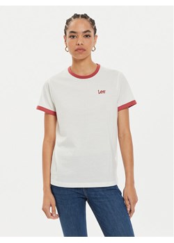 Lee T-Shirt Ringer 112355184 Biały Regular Fit ze sklepu MODIVO w kategorii Bluzki damskie - zdjęcie 181043581