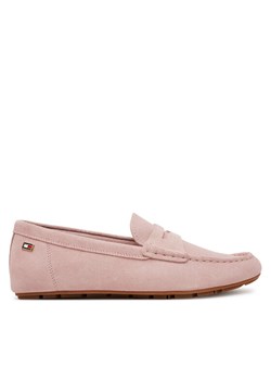 Tommy Hilfiger Mokasyny Flag Soft Suede Driver Loafer FW0FW08558 Różowy ze sklepu MODIVO w kategorii Mokasyny damskie - zdjęcie 181043854
