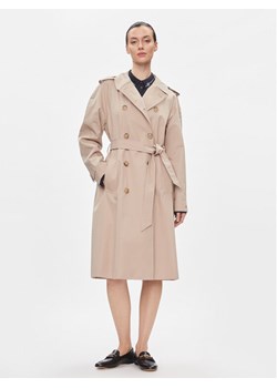 Tommy Hilfiger Trencz Cotton Classic Trench WW0WW40482 Beżowy Regular Fit ze sklepu MODIVO w kategorii Płaszcze damskie - zdjęcie 181044130