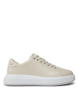 Calvin Klein Sneakersy Raised Cup Lace Up Nano Mono Bt HW0HW01878 Beżowy ze sklepu MODIVO w kategorii Buty sportowe damskie - zdjęcie 181044173