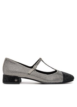 Tory Burch Baleriny Cap-Toe T-Strap Pave Heeled 159830 Srebrny ze sklepu MODIVO w kategorii Balerinki - zdjęcie 181044541