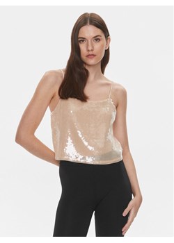 Calvin Klein Jeans Top J20J222615 Beżowy Regular Fit ze sklepu MODIVO w kategorii Bluzki damskie - zdjęcie 181045274