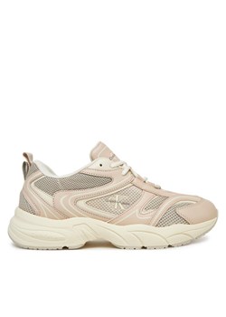 Calvin Klein Jeans Sneakersy Retro Tennis Mesh Ml YW0YW01807 Beżowy ze sklepu MODIVO w kategorii Buty sportowe damskie - zdjęcie 181045502