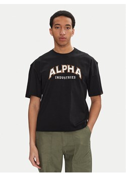Alpha Industries T-Shirt College 146501 Czarny Relaxed Fit ze sklepu MODIVO w kategorii T-shirty męskie - zdjęcie 181046473
