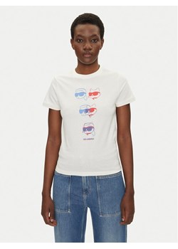 KARL LAGERFELD T-Shirt A2W17112 Écru Regular Fit ze sklepu MODIVO w kategorii Bluzki damskie - zdjęcie 181046631