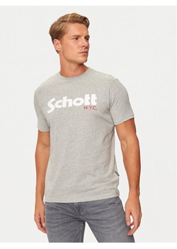 SCHOTT N.Y.C. T-Shirt TSLOGO Szary Regular Fit ze sklepu MODIVO w kategorii T-shirty męskie - zdjęcie 181046820