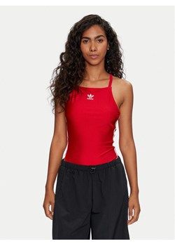 adidas Body 3-Stripes IY7295 Czerwony Slim Fit ze sklepu MODIVO w kategorii Bluzki damskie - zdjęcie 181048141