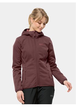 Jack Wolfskin Kurtka softshell Windhain Hoody 1307481 Bordowy Regular Fit ze sklepu MODIVO w kategorii Bluzy damskie - zdjęcie 181048523