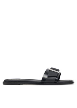 Calvin Klein Klapki Flat Slide W/Buckle - Lth HW0HW02490 Czarny ze sklepu MODIVO w kategorii Klapki damskie - zdjęcie 181049004