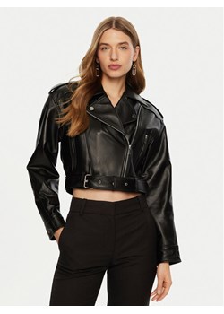 ACCESS FASHION Kurtka skórzana 44-9301 Czarny Regular Fit ze sklepu MODIVO w kategorii Kurtki damskie - zdjęcie 181049290