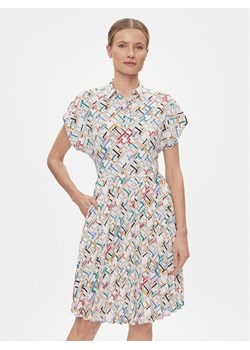Tommy Hilfiger Sukienka koszulowa Amd Pleated Ss Knee WW0WW42444 Biały Regular Fit ze sklepu MODIVO w kategorii Sukienki - zdjęcie 181050074